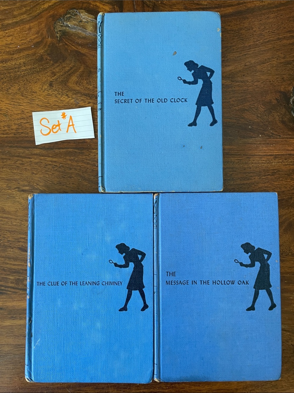 3 Vintage Nancy Drew Hardcover Books Carolyn Keene Solid Blue Covers (Set #A)